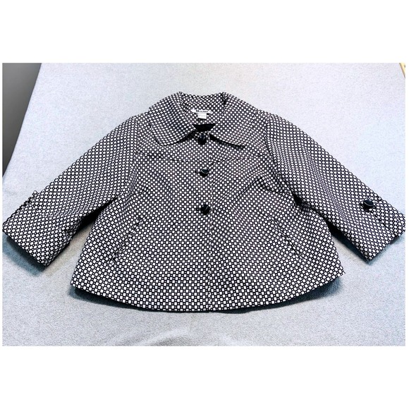 Nygard Collection Jackets & Blazers - Nygard Collection Women's 14 Black White Geometric Mod Swing Jacket 3/4 Sleeve